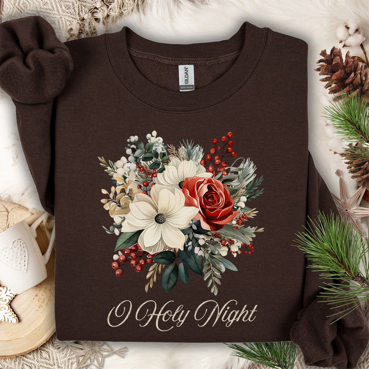 O Holy Night Christmas Floral Sweatshirt