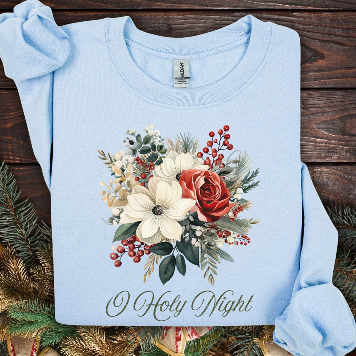 O Holy Night Christmas Floral Sweatshirt