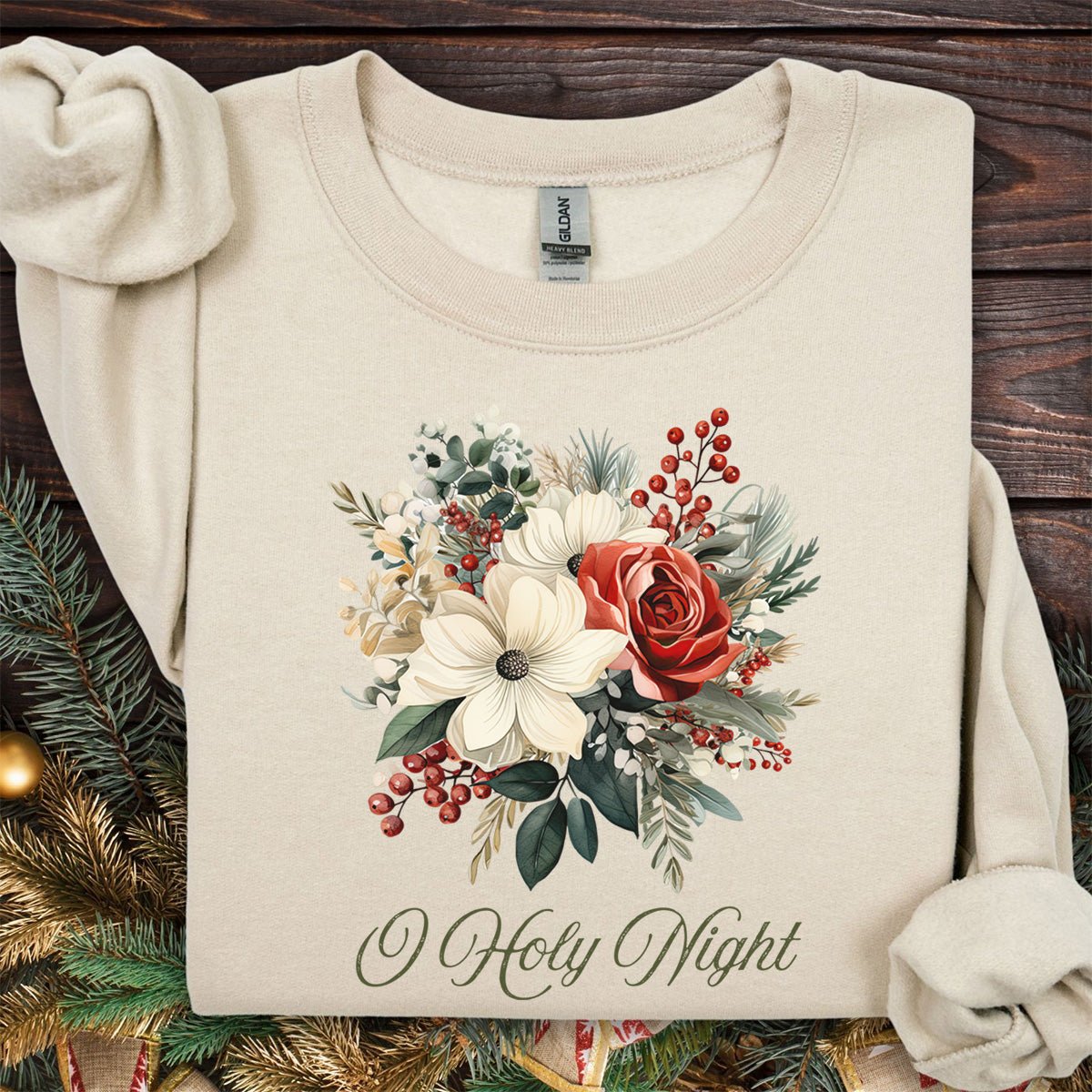 O Holy Night Christmas Floral Sweatshirt