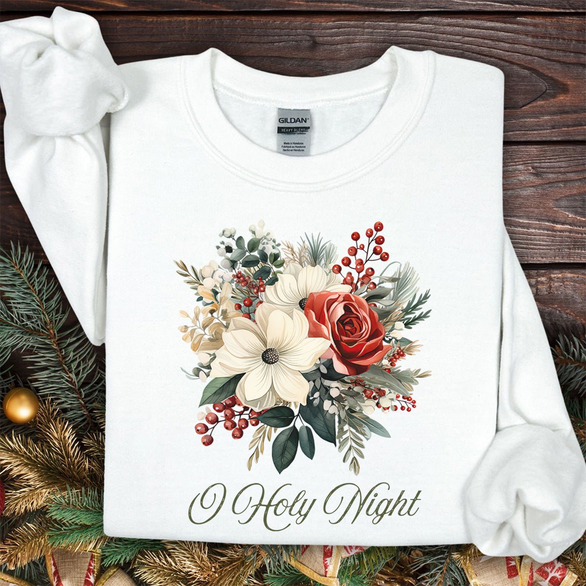 O Holy Night Christmas Floral Sweatshirt