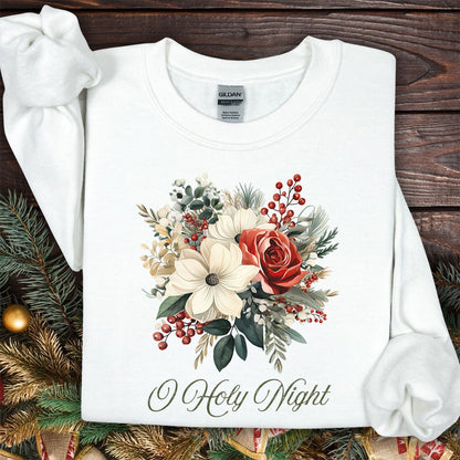 O Holy Night Christmas Floral Sweatshirt