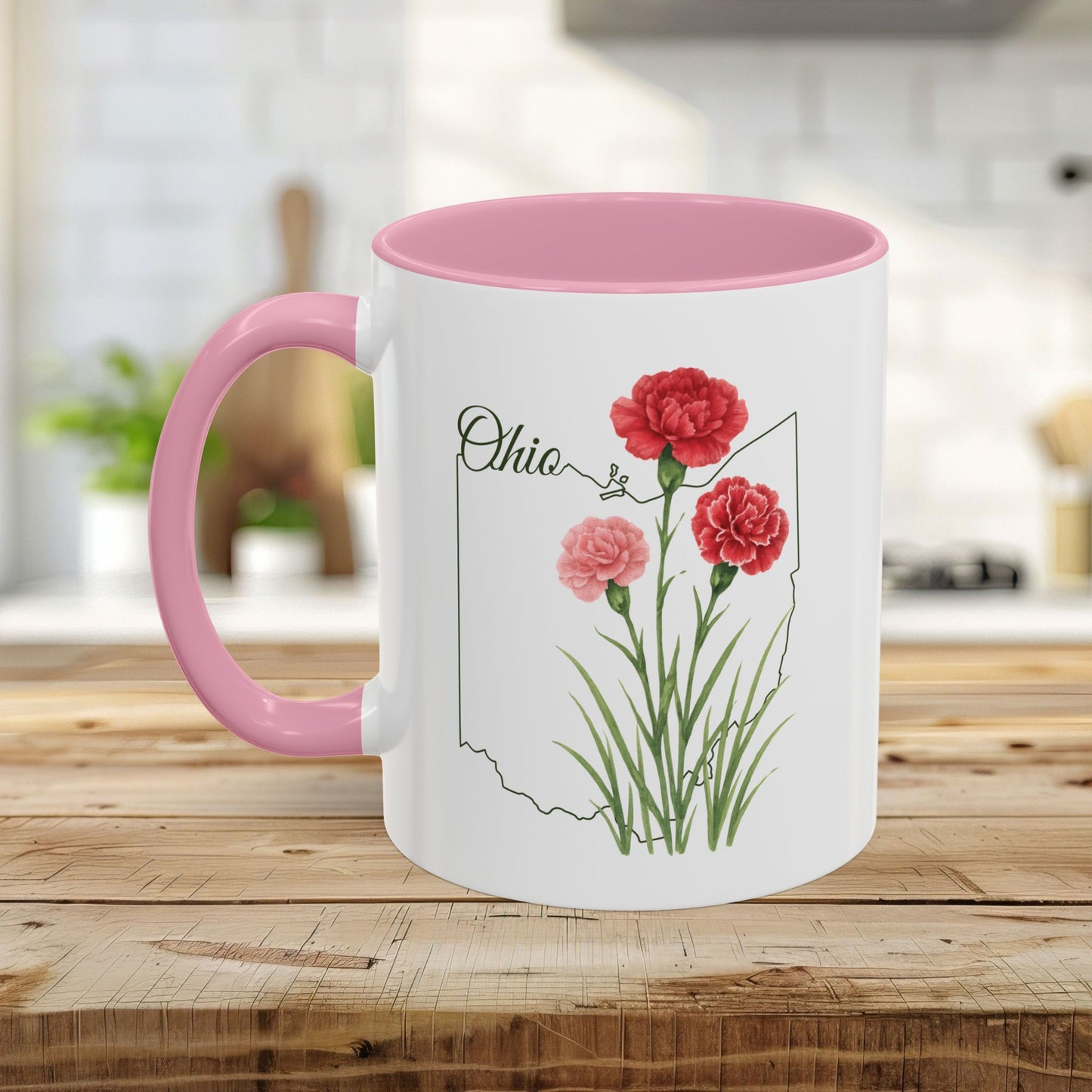 Ohio State Flower Mug (11/15oz) - Scarlet Carnation