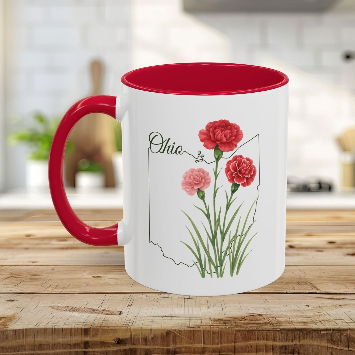 Ohio State Flower Mug (11/15oz) - Scarlet Carnation