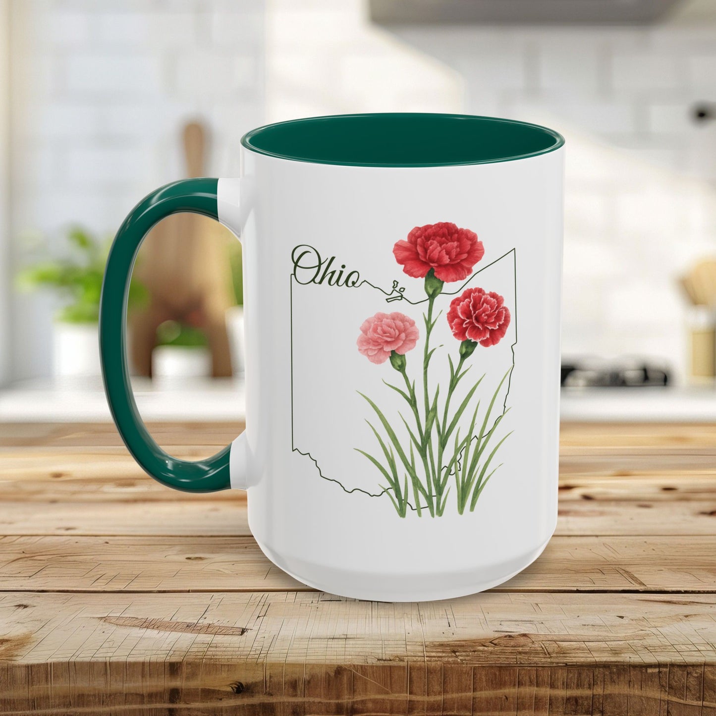 Ohio State Flower Mug (11/15oz) - Scarlet Carnation
