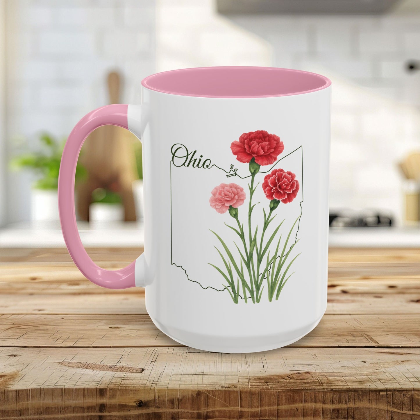 Ohio State Flower Mug (11/15oz) - Scarlet Carnation