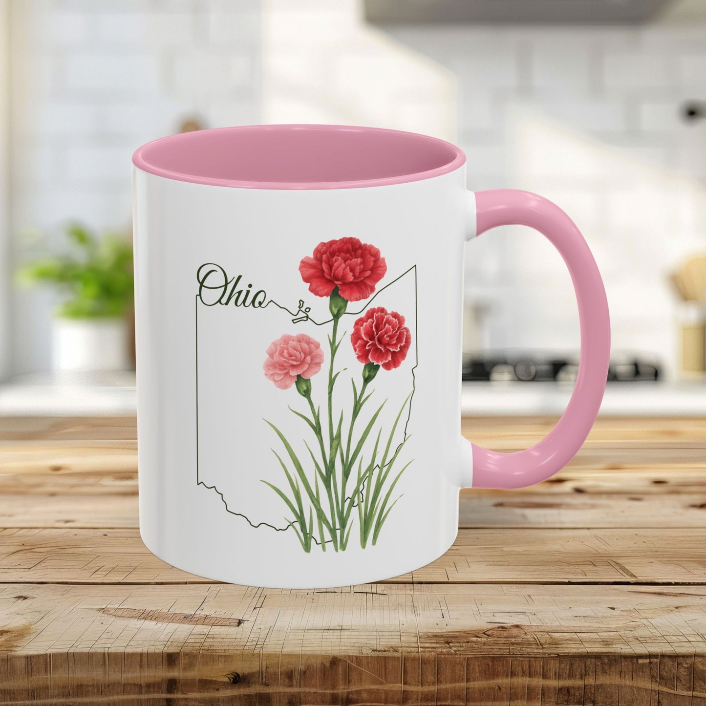 Ohio State Flower Mug (11/15oz) - Scarlet Carnation