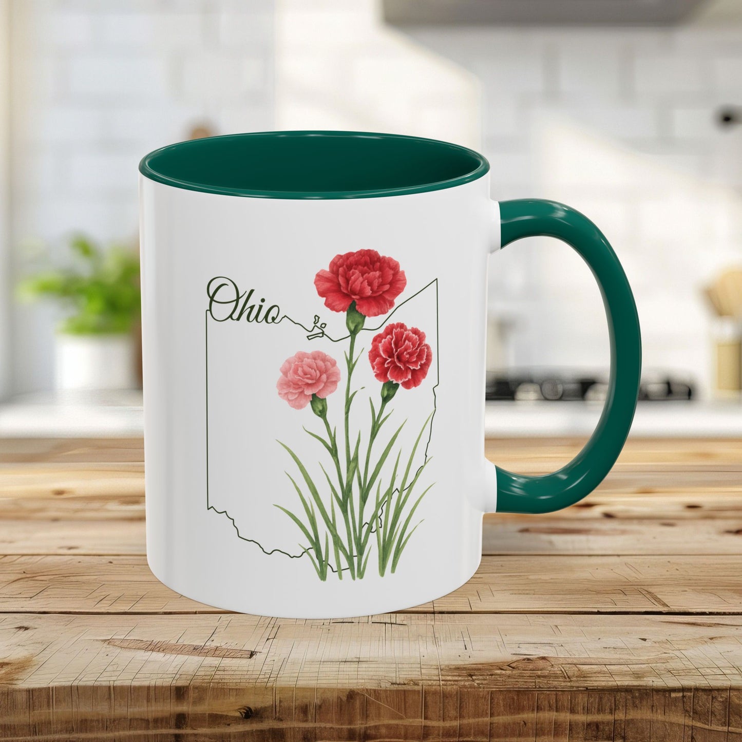 Ohio State Flower Mug (11/15oz) - Scarlet Carnation