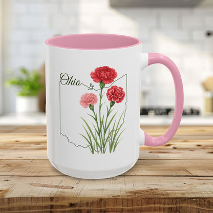Ohio State Flower Mug (11/15oz) - Scarlet Carnation