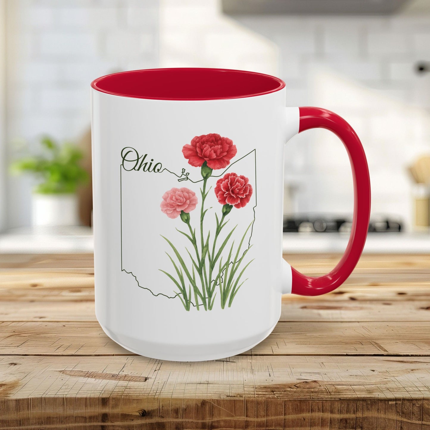 Ohio State Flower Mug (11/15oz) - Scarlet Carnation