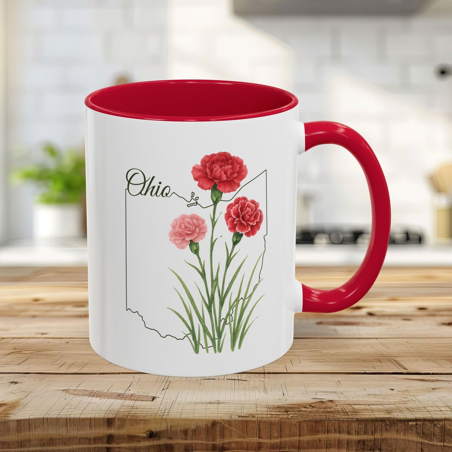 Ohio State Flower Mug (11/15oz) - Scarlet Carnation