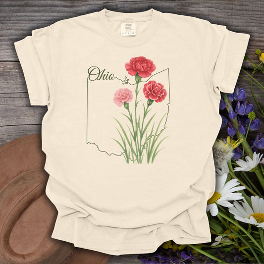 Ohio State Flower T-Shirt — Scarlet Carnation