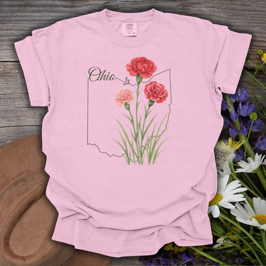 Ohio State Flower T-Shirt — Scarlet Carnation
