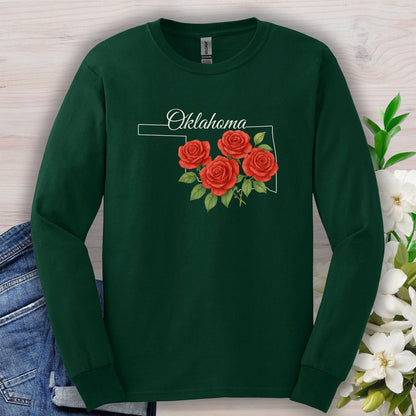 Oklahoma State Flower Long Sleeve Tee - Oklahoma Rose