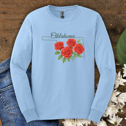 Oklahoma State Flower Long Sleeve Tee - Oklahoma Rose
