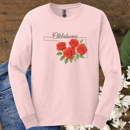 Oklahoma State Flower Long Sleeve Tee - Oklahoma Rose