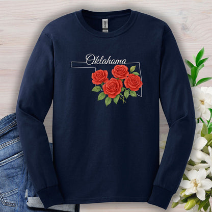 Oklahoma State Flower Long Sleeve Tee - Oklahoma Rose