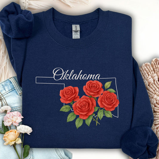 Oklahoma State Flower Sweatshirt - Oklahoma Rose
