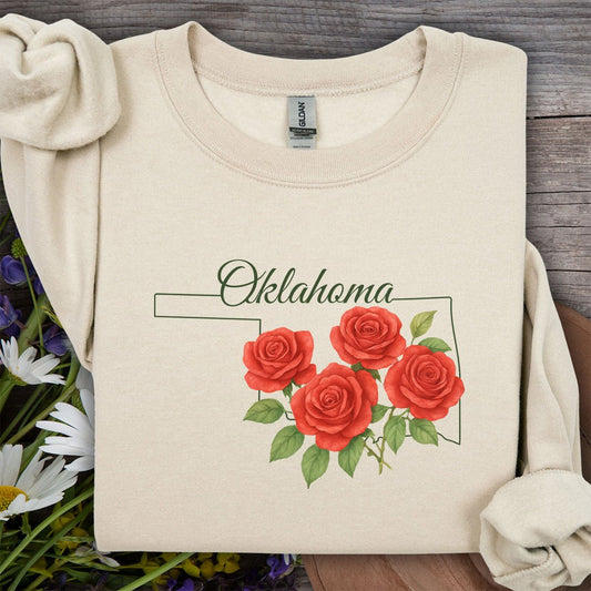 Oklahoma State Flower Sweatshirt - Oklahoma Rose
