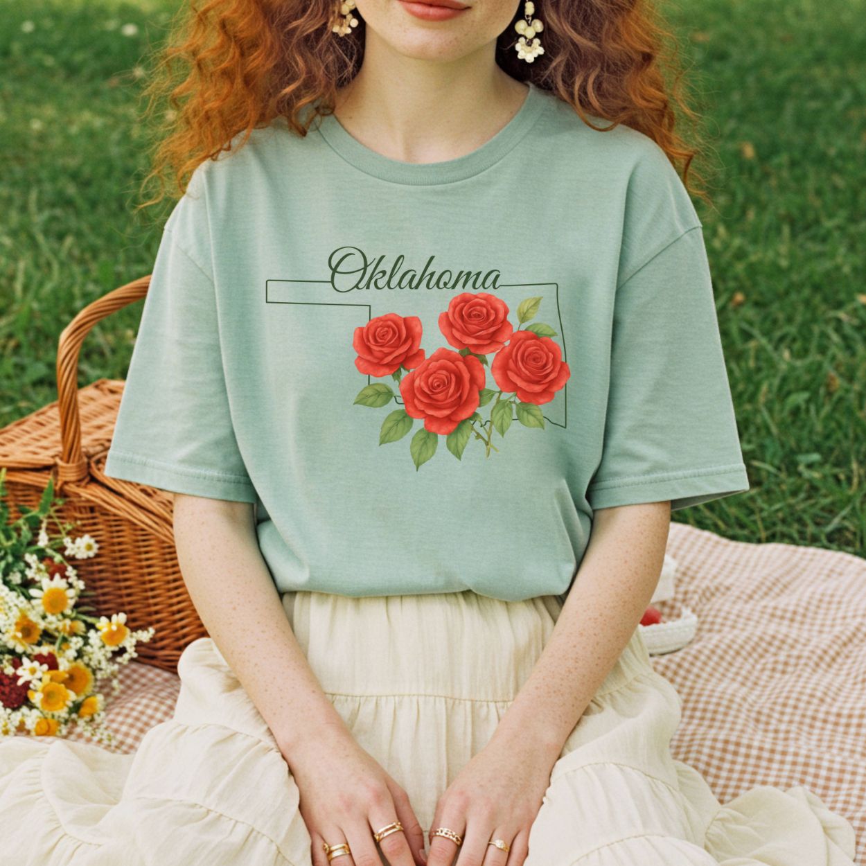 Oklahoma State Flower T-Shirt - Oklahoma Rose
