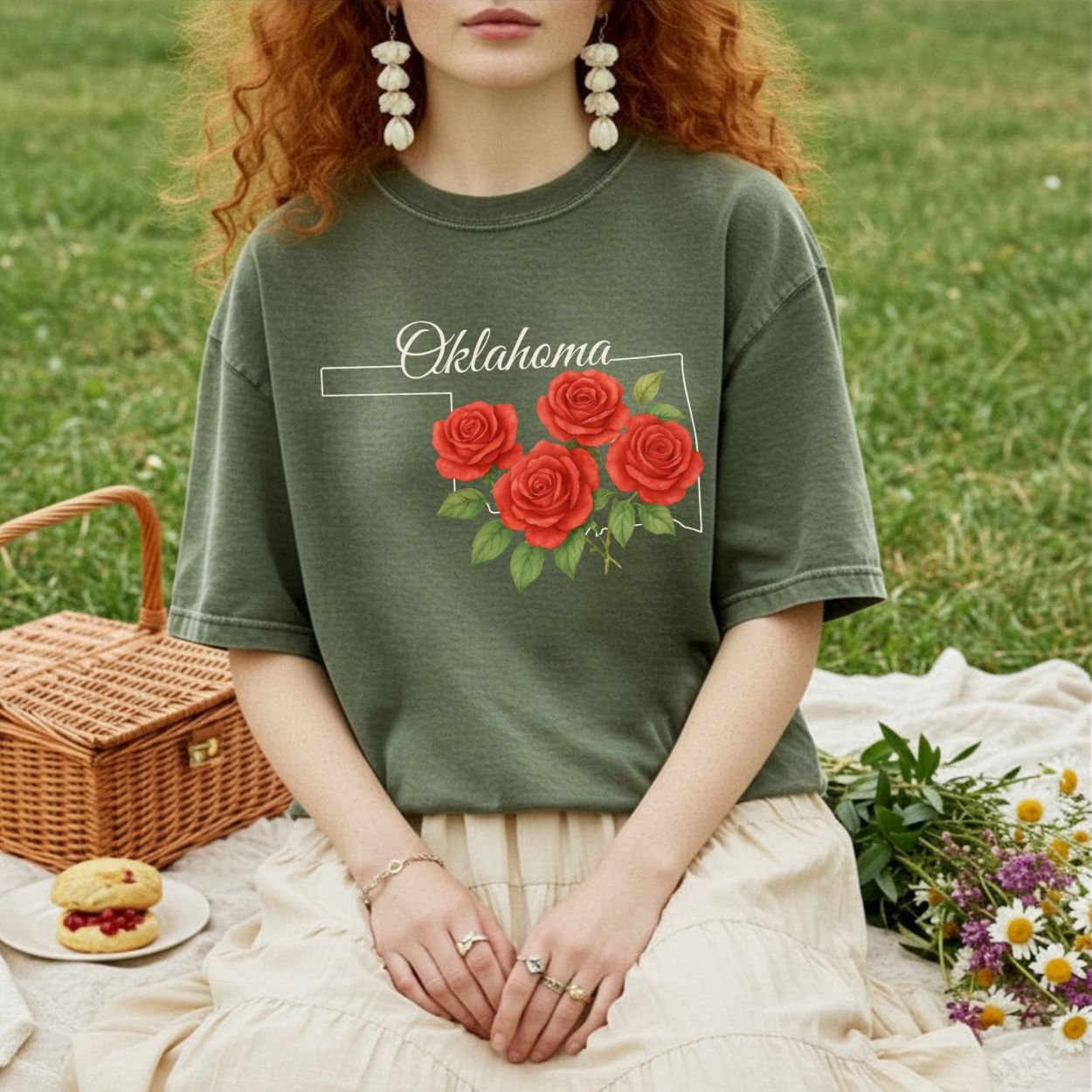 Oklahoma State Flower T-Shirt - Oklahoma Rose