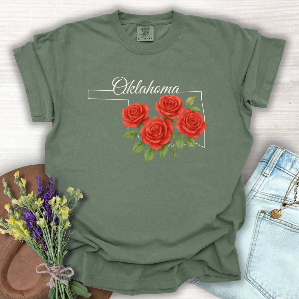 Oklahoma State Flower T-Shirt - Oklahoma Rose