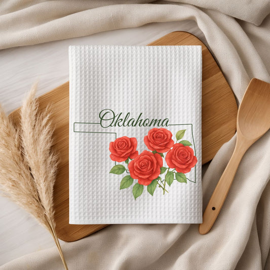 Oklahoma State Flower Tea Towel - Oklahoma Rose