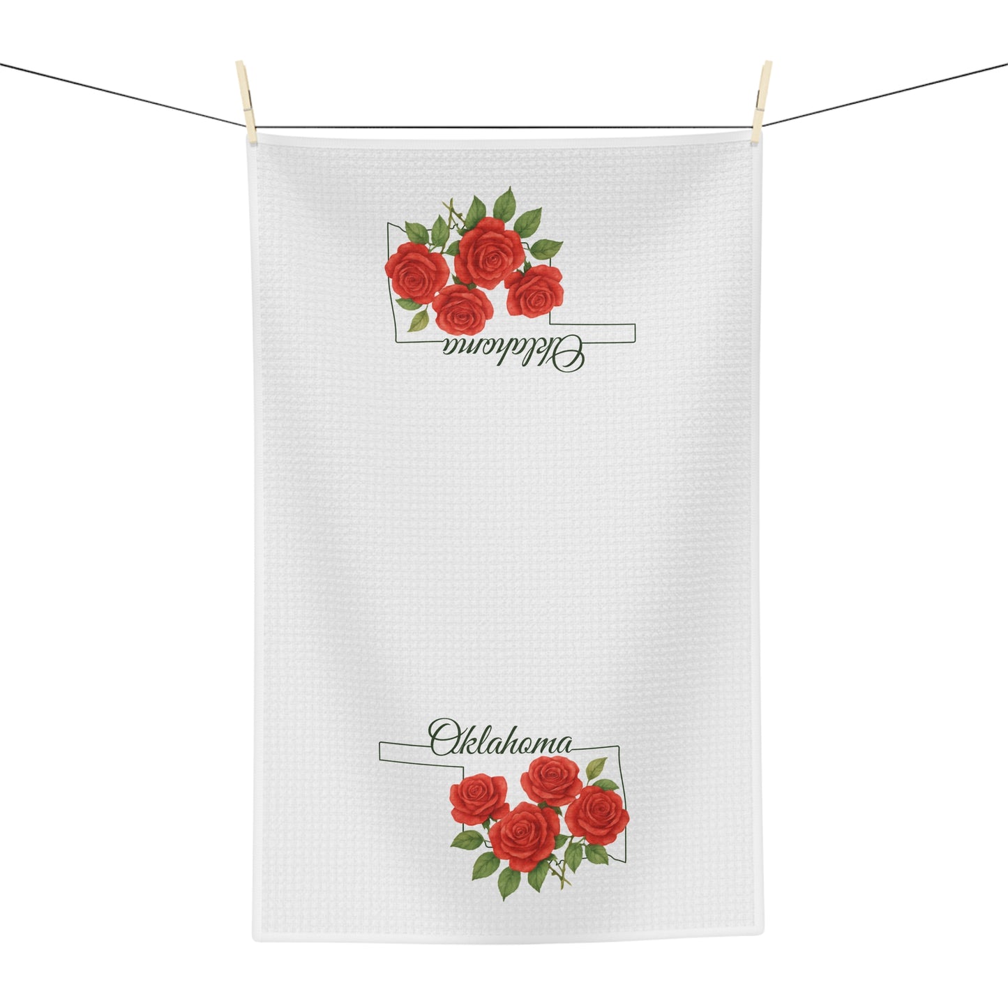 Oklahoma State Flower Tea Towel - Oklahoma Rose