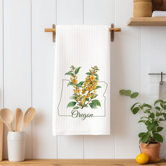 Oregon State Flower Tea Towel — Oregon Grape Blossom