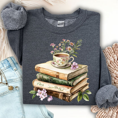 Pastel Books with Teacup Sweatshirt