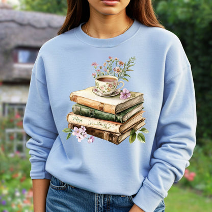 Pastel Books with Teacup Sweatshirt