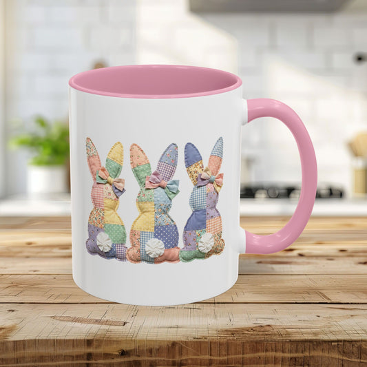 Pastel Easter Patchwork Bunny Tails Trio Mug (11oz & 15oz)