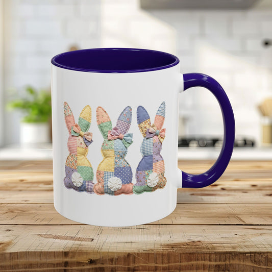 Pastel Easter Patchwork Bunny Tails Trio Mug (11oz & 15oz)