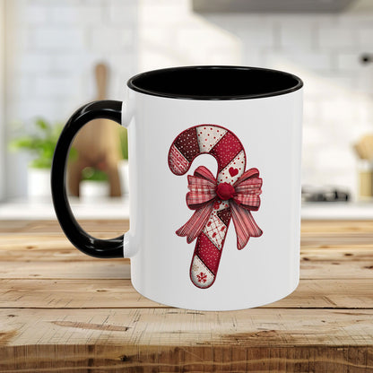 Patchwork Candy Cane Bow Mug (11/15oz)