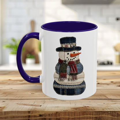 Patchwork Denim Country Snowman 11 & 15 oz. Mug