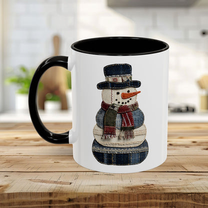 Patchwork Denim Country Snowman 11 & 15 oz. Mug