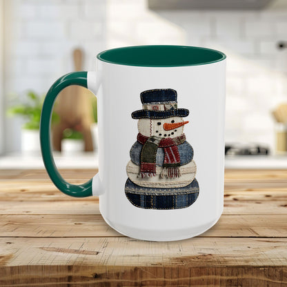 Patchwork Denim Country Snowman 11 & 15 oz. Mug