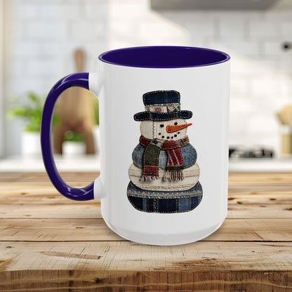 Patchwork Denim Country Snowman 11 & 15 oz. Mug