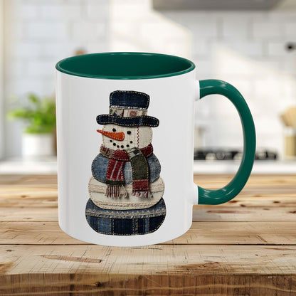 Patchwork Denim Country Snowman 11 & 15 oz. Mug