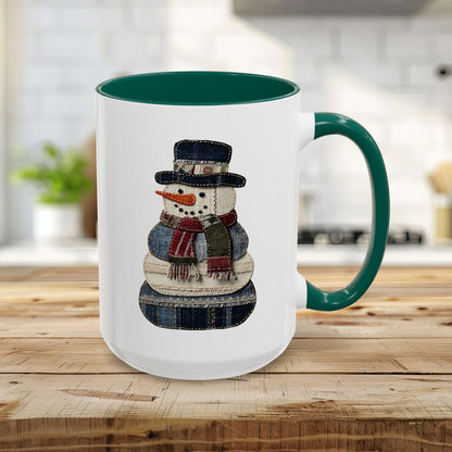 Patchwork Denim Country Snowman 11 & 15 oz. Mug