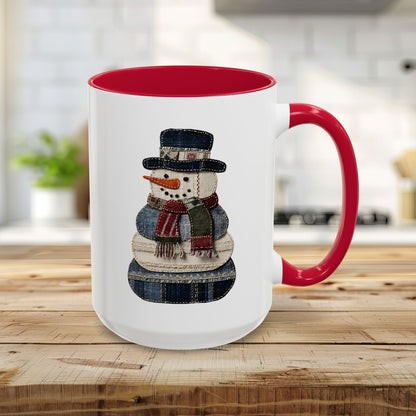 Patchwork Denim Country Snowman 11 & 15 oz. Mug