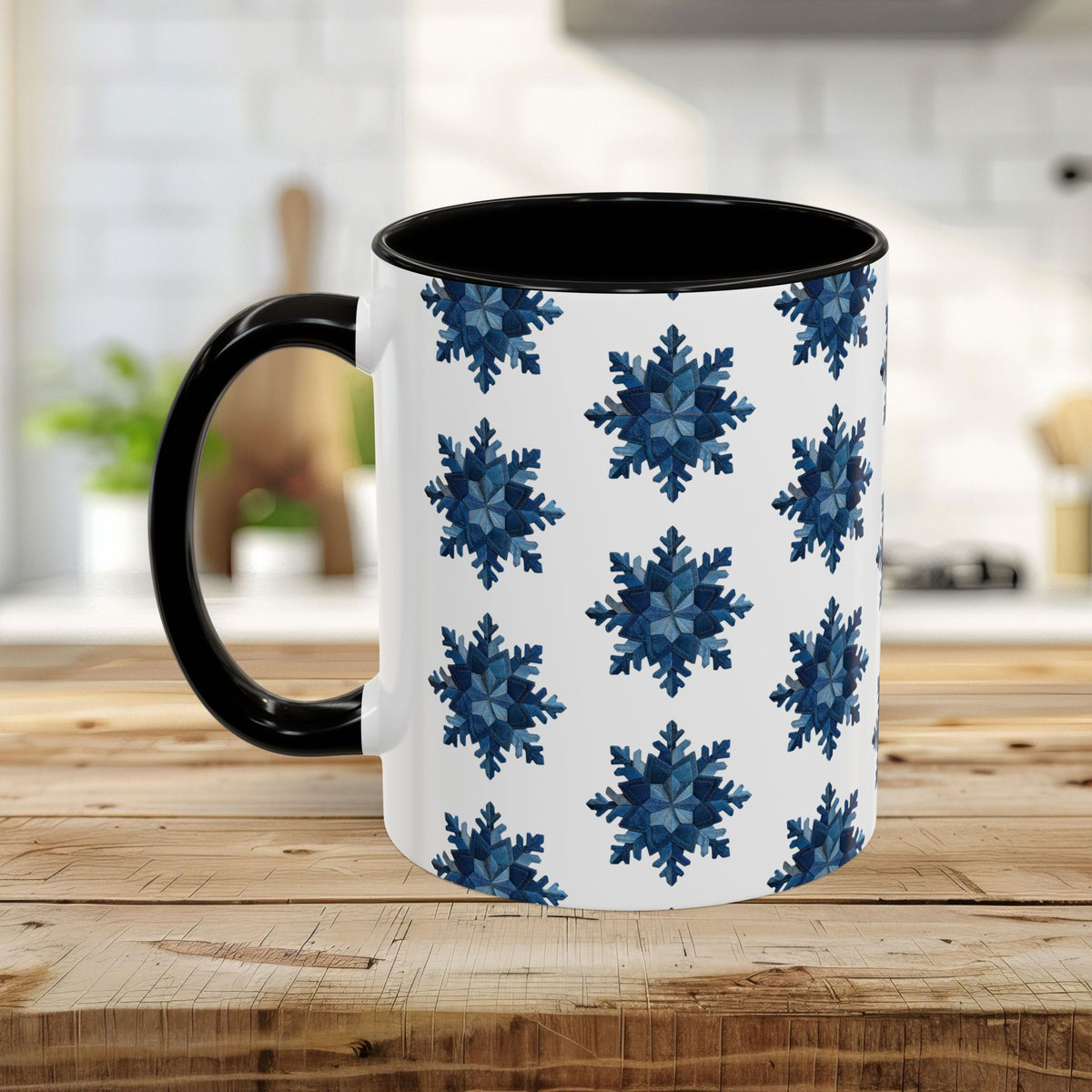 Patchwork Denim Snowflake Mug (11/15oz)