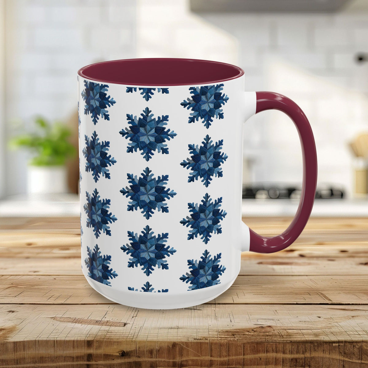Patchwork Denim Snowflake Mug (11/15oz)