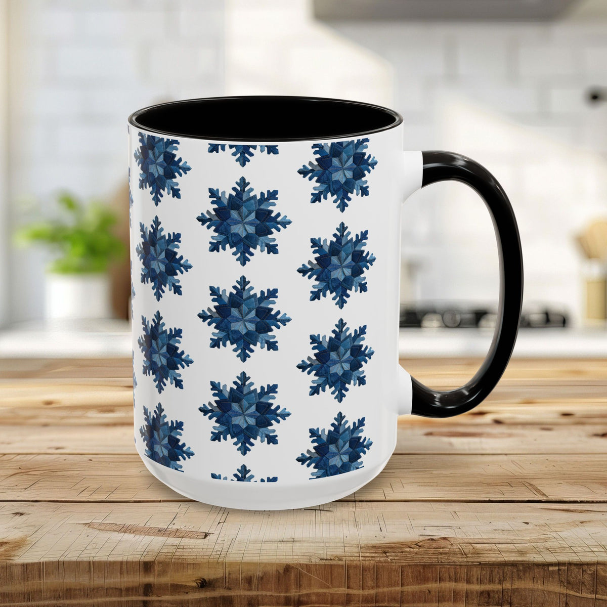Patchwork Denim Snowflake Mug (11/15oz)