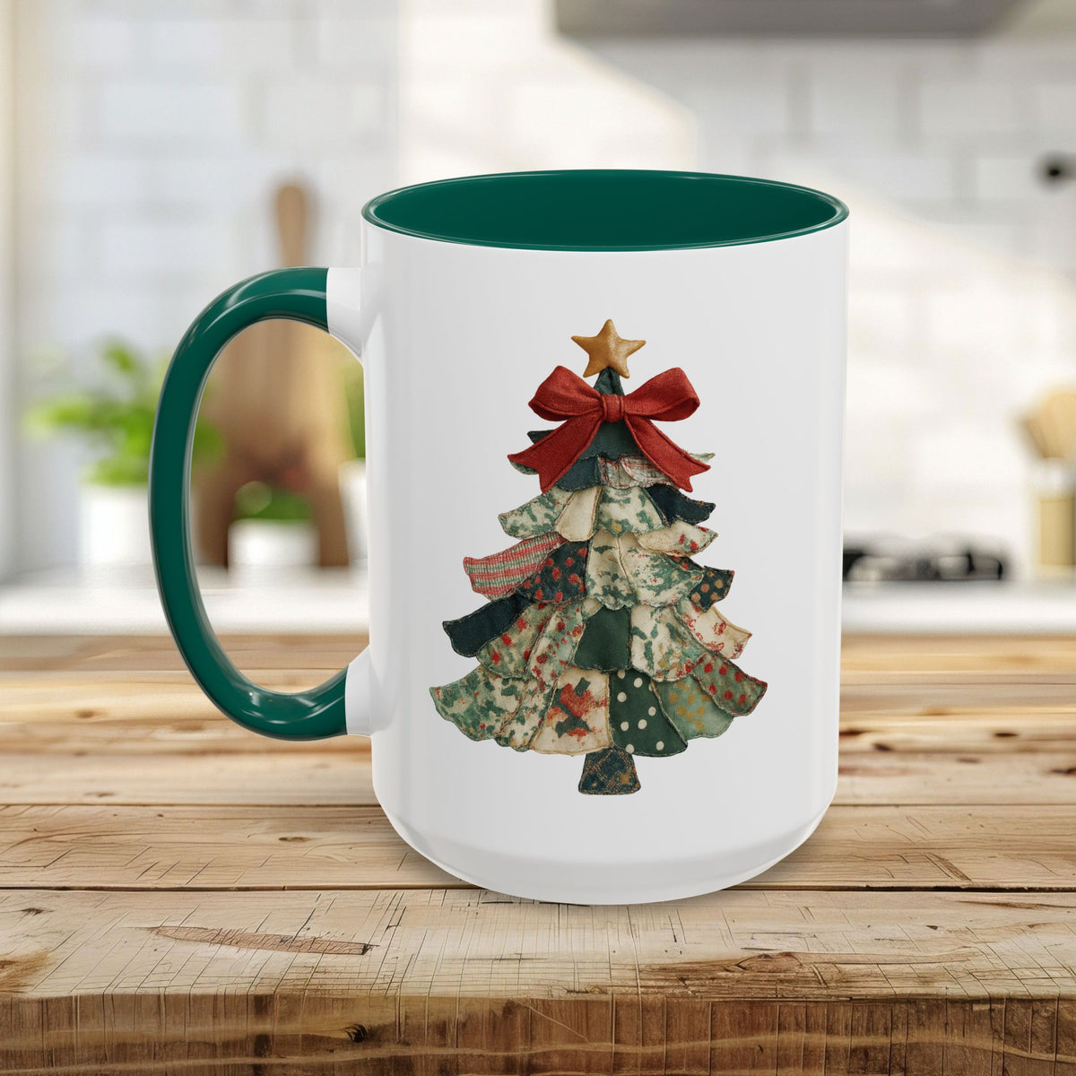 Patchwork Preppy Christmas Tree Mug (11/15oz)