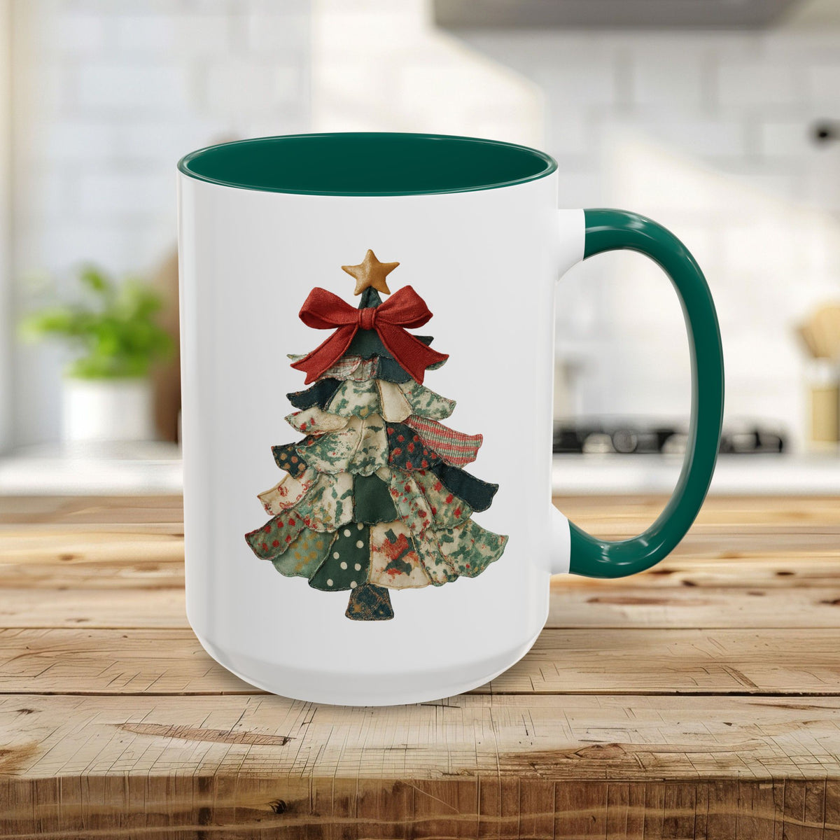 Patchwork Preppy Christmas Tree Mug (11/15oz)