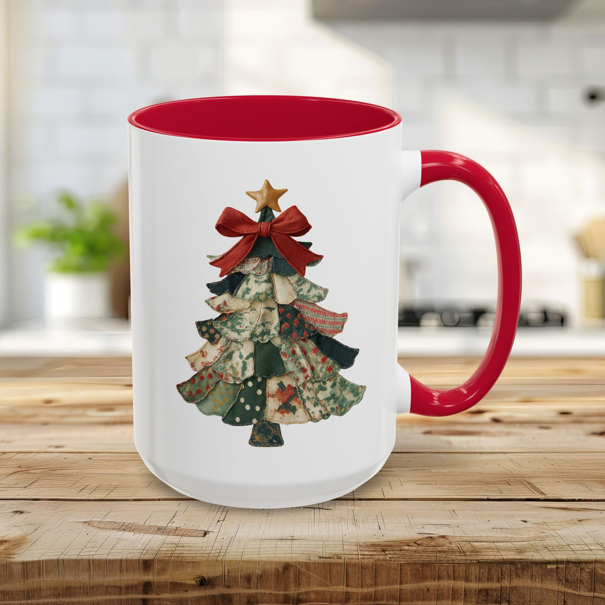 Patchwork Preppy Christmas Tree Mug (11/15oz)