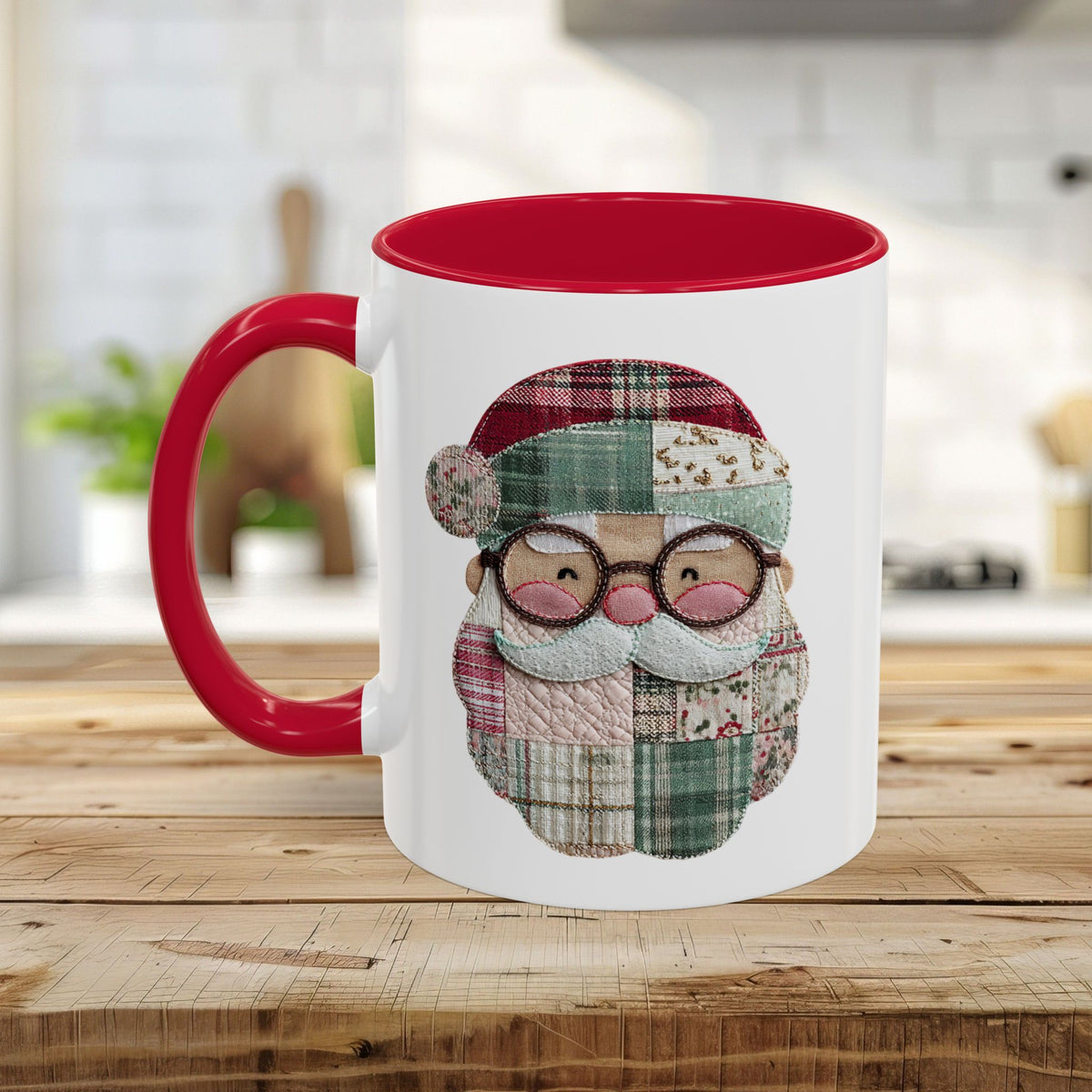 Patchwork Santa Mug (11/15oz)