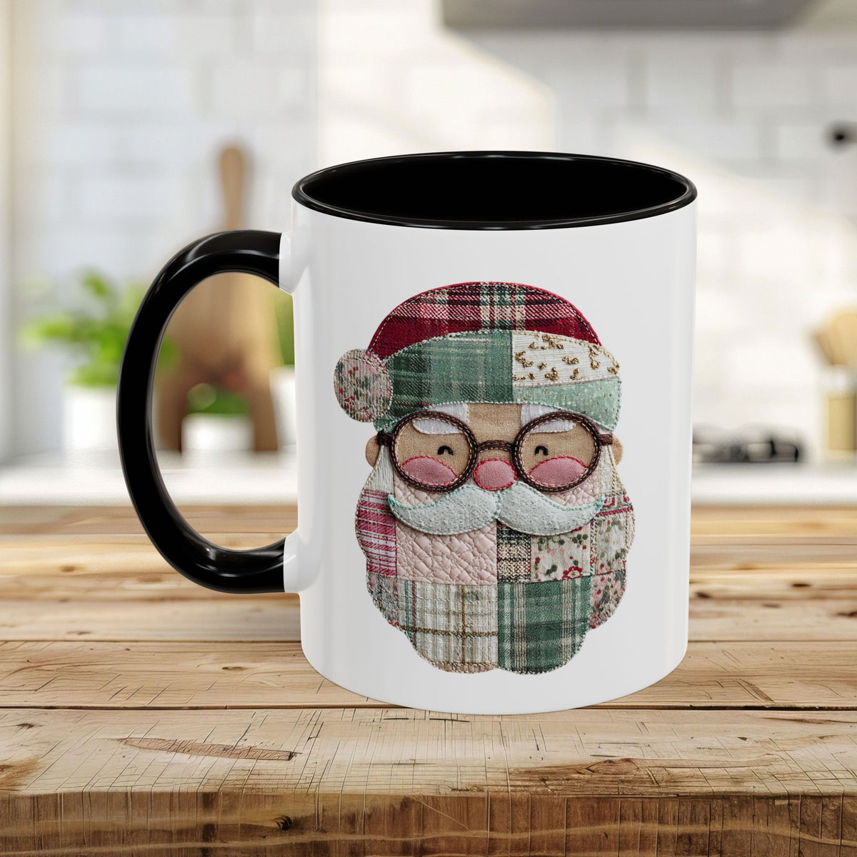 Patchwork Santa Mug (11/15oz)