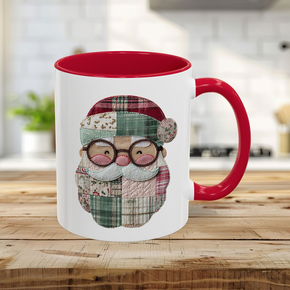 Patchwork Santa Mug (11/15oz)