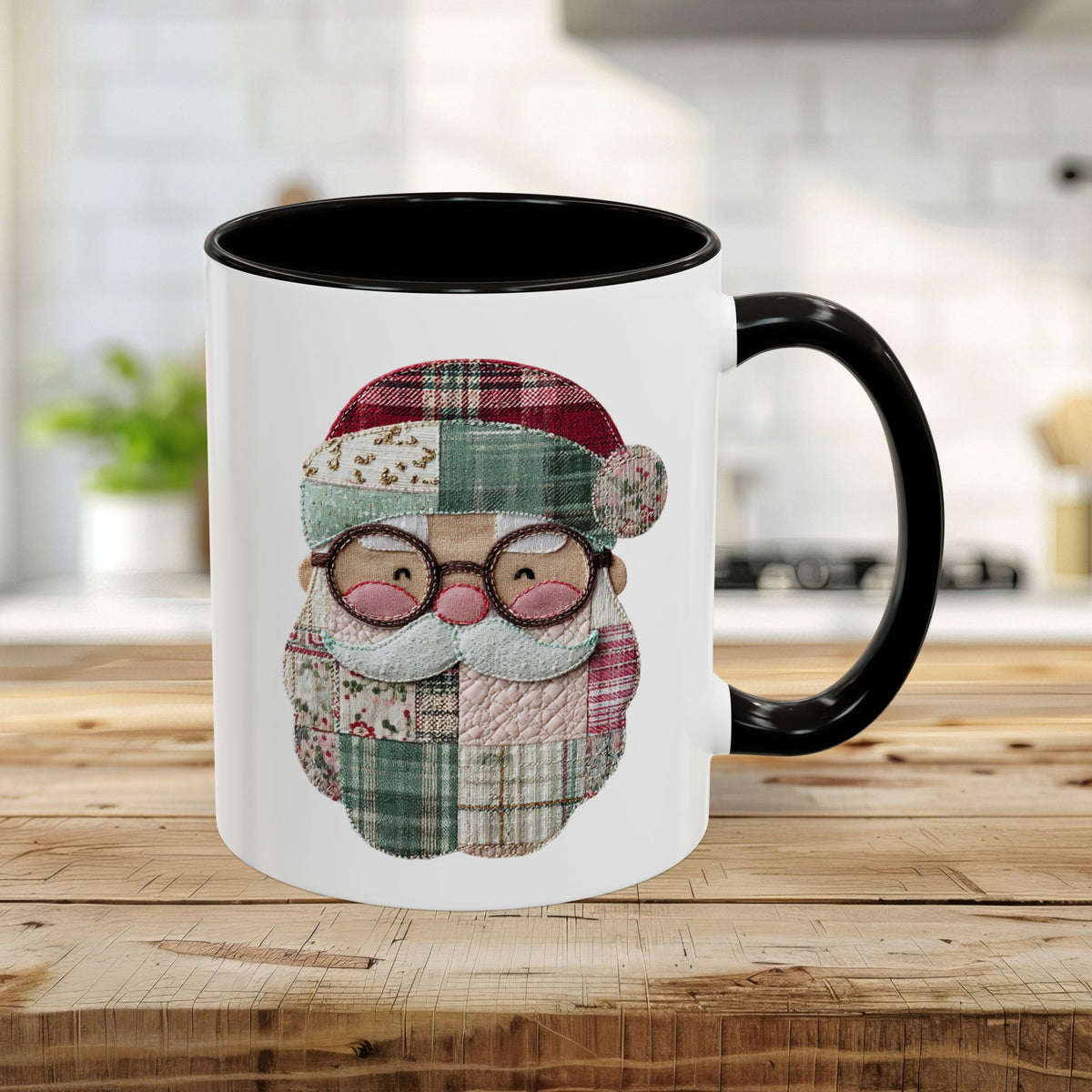 Patchwork Santa Mug (11/15oz)